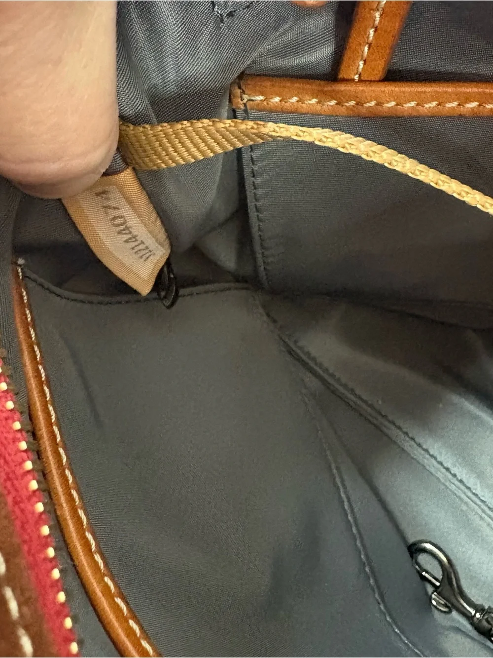Dooney & Bourke Sky Blue Nylon  Crossbody with Brown Trim and Adjustable Strap